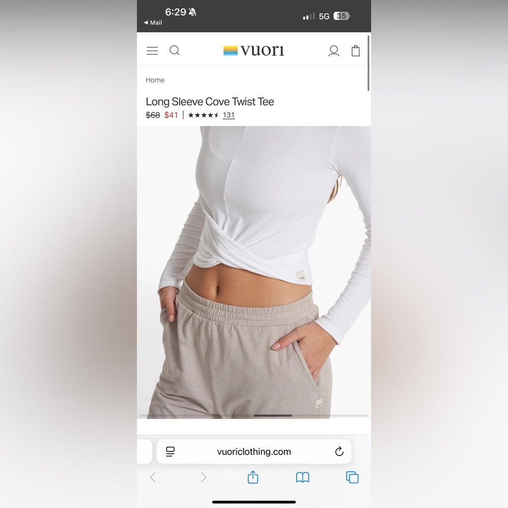 VUORI XL Long sleeve Cove Twist Tee